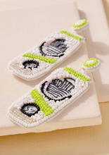 Load image into Gallery viewer, lime green and white white claw beaded earrings
