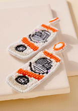 Load image into Gallery viewer, orange and white white claw beaded earrings

