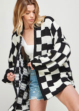 Load image into Gallery viewer, Checkered Drop Shoulder Cardigan
