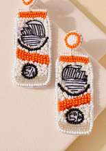 Load image into Gallery viewer, orange and white white claw beaded earrings
