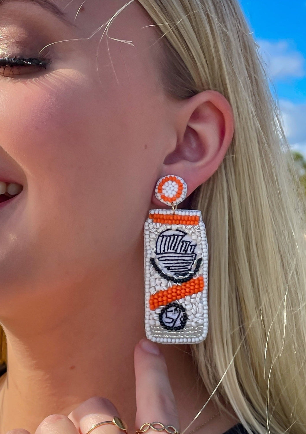 Orange Hard Seltzer Beaded Earrings