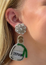 Load image into Gallery viewer, White Tequila Bottle Beaded Earrings
