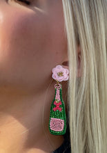 Load image into Gallery viewer, Green Bottle Beaded Earrings
